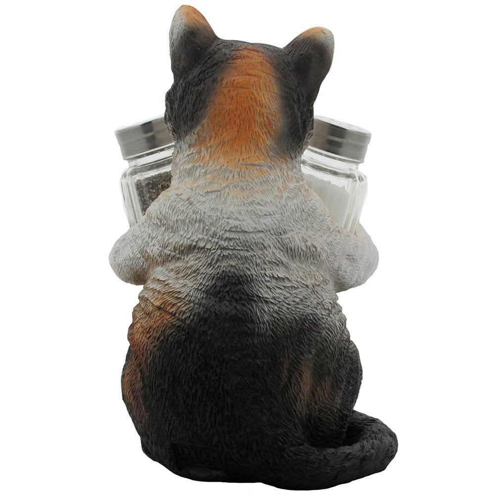 Decorative Black & White Kitty Cat Glass Salt and Pepper Shaker Set