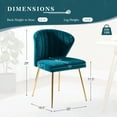 thumbnail image 5 of Home Velvet Dining Chairs Set of 2 Upholstered Wingback Accent Side Chairs Metal Legs Living Room Kitchen Teal, 5 of 8
