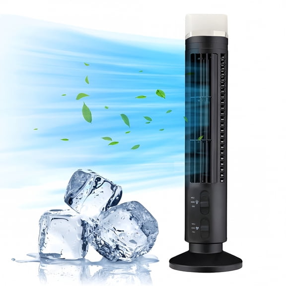 HIBIBUD Compact Tower Fan for Bedroom, 15 Inch USB Desk Fan with 2 Speeds, Low Noise Personal Air Cooler for Home Office Living Room, Space Saving Small Electric Fan, Black