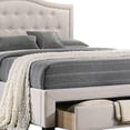 thumbnail image 4 of Buk Upholstered Tufted Full Bed with Storage, Nailhead Trim, Ivory Burlap - Saltoro Sherpi, 4 of 5