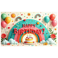 thumbnail image 3 of Decorative Happy Birthday Banner Rainbow Floral Design for Birthday Party Celebration Kids Event, 3 of 8