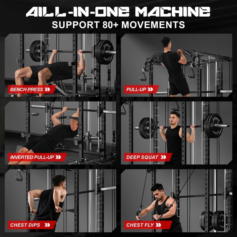 S1-V4 Smith Machine, 2000LBS Power Cage with Cable Crossover