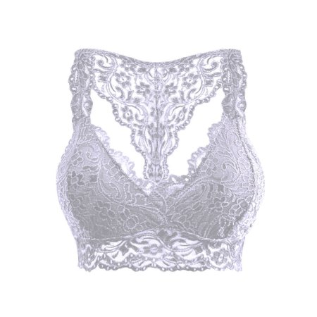 

Ladies Erotic Lingerie Sexy Deep V Solid Color Lace Bra With Chest Pad