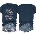 thumbnail image 4 of Camisetas de Verano de Mujer Pequeña Flor Impresa Cuello Redondo Manga Corta Superior, Verano Superior de las Mujeres, 4 of 8