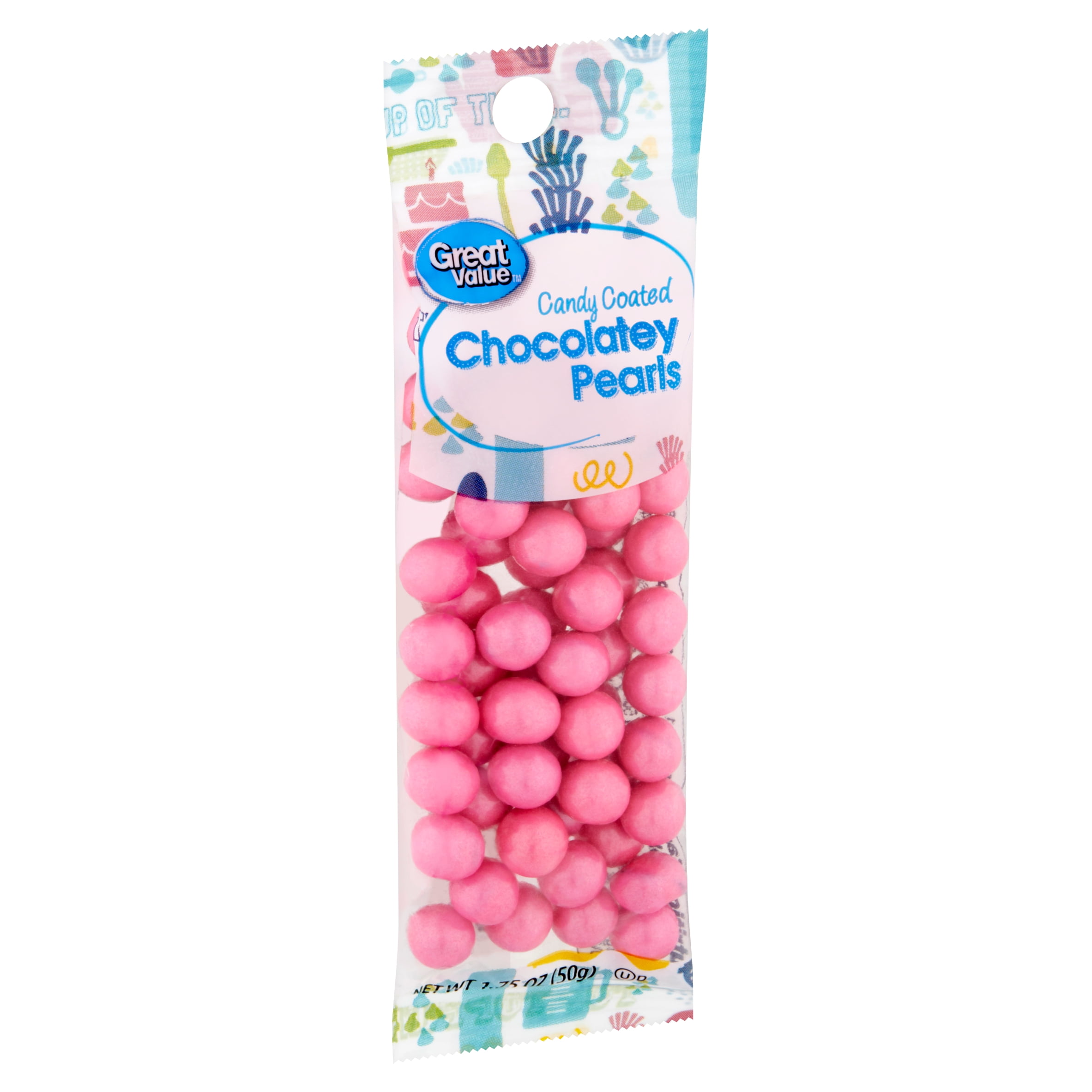 Great Value Pink Candy Coated Chocolatey Pearls, 1.75 oz
