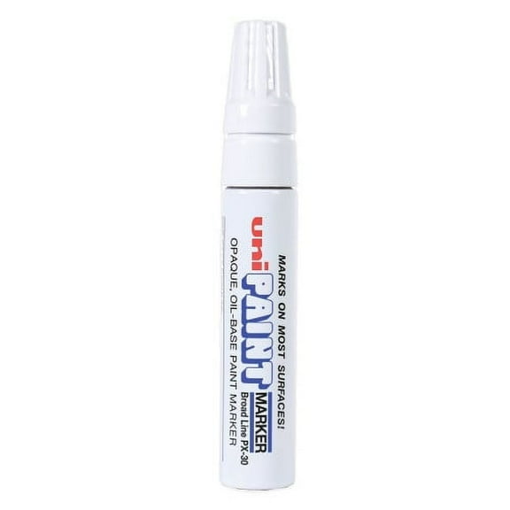 uni Paint Permanent Marker, Broad Chisel Tip, White, Each