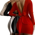 thumbnail image 3 of Orqqct Women Sexy Bowknot Backless Long Sleeve Round Neck Bodycon Mini Dress, 3 of 4