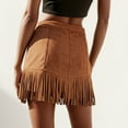 thumbnail image 4 of MIXUE Skirts For Women Summer Solid Color Elastic High Waist A Line Casual Mini Skirt Outwear,Brown,S, 4 of 9