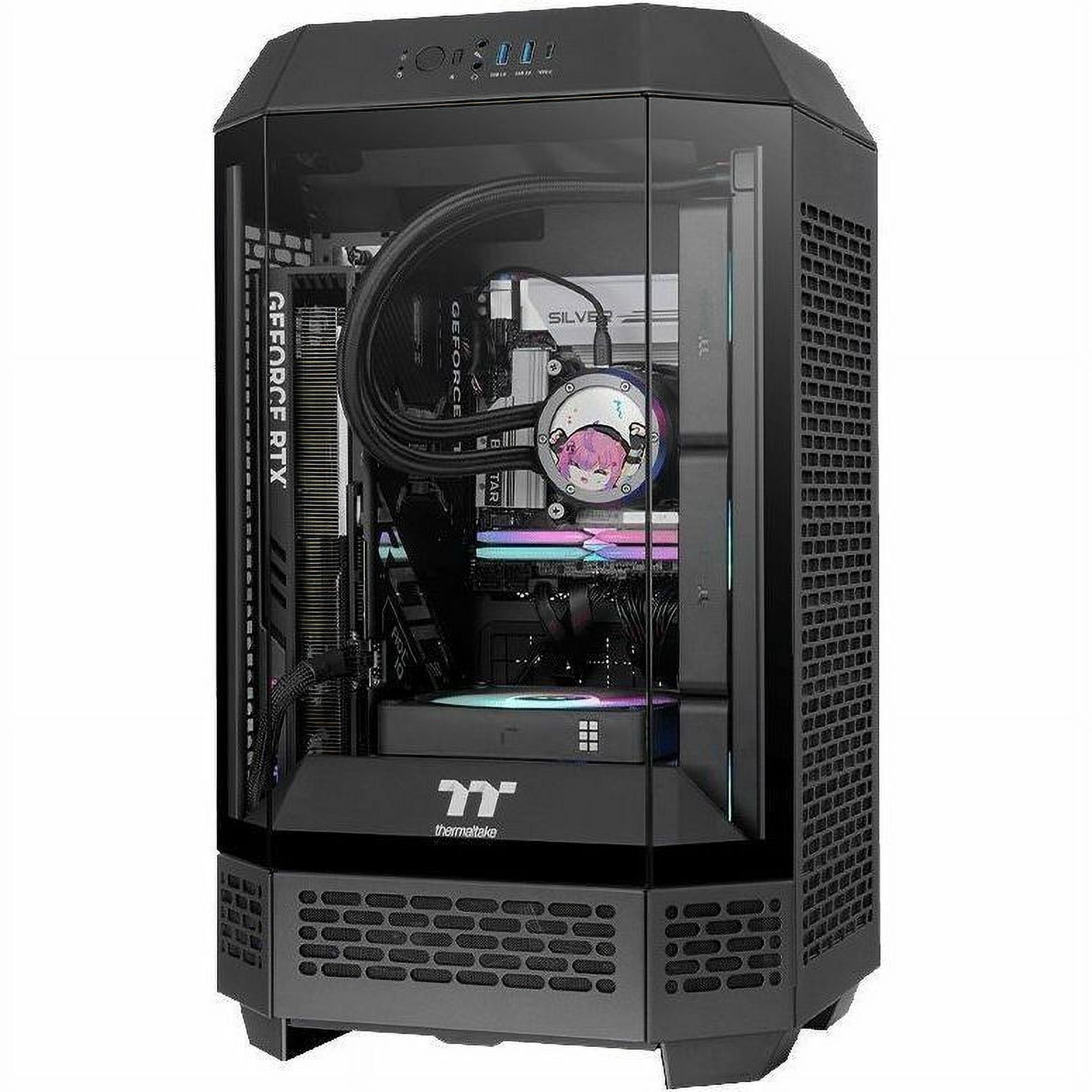 Thermaltake Tower 250 Black Mini-ITX Mini Tower 2x120mm CT Fans Included 360mm Radiator Support 360mm GPU Clearance Dual Chamber CA-1Z9-00S1WN-00