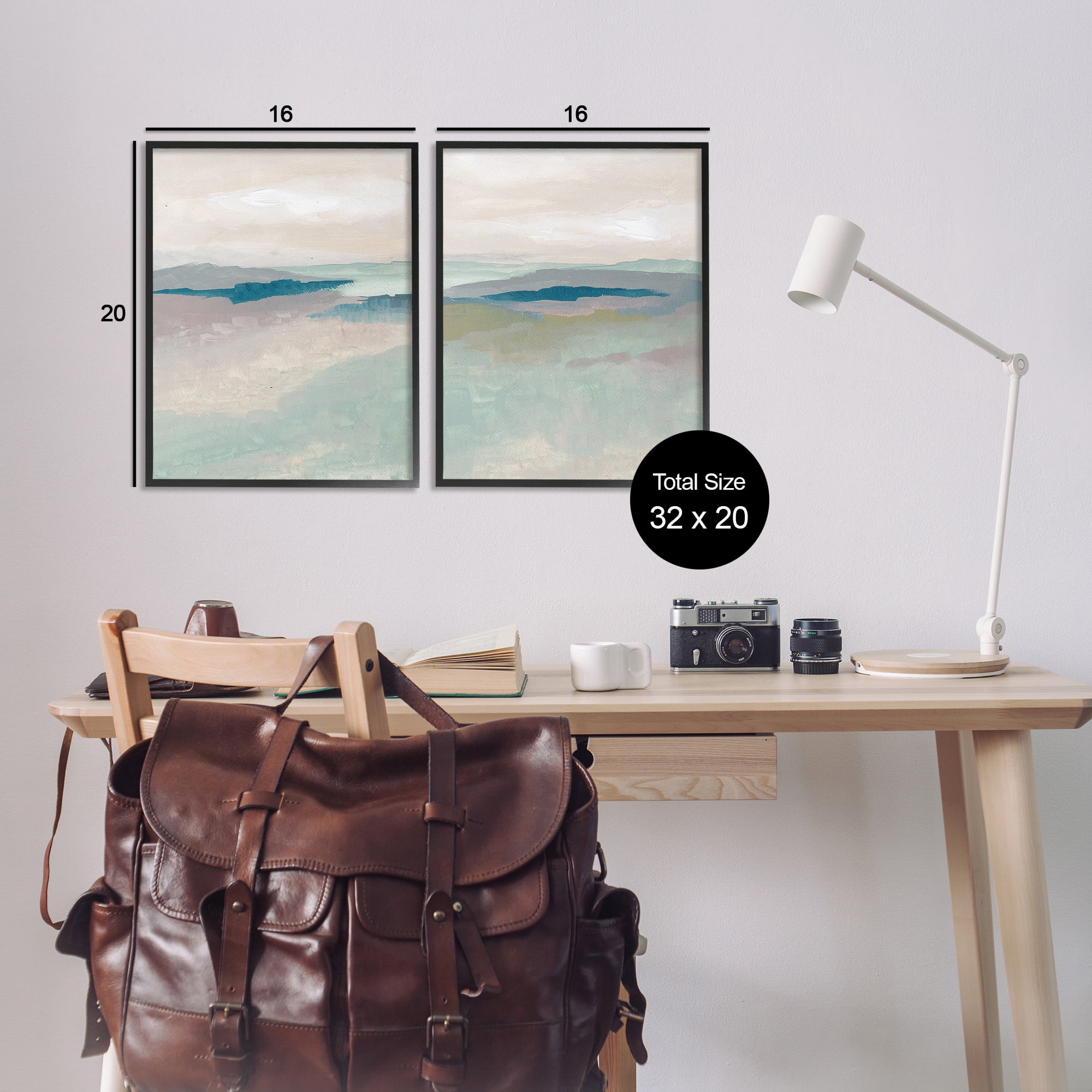 Stupell Industries Soft Abstract Terrain Landscape Painting Black Framed Art Print Wall Art, 16 x 20, Set of 2
