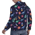 thumbnail image 6 of Lsque Space Dinosaur Pattern Casual Men's Hoodie,Hooded Sweatshirt with Kangaroo Pocket,Pullover Hoodie-Small, 6 of 7