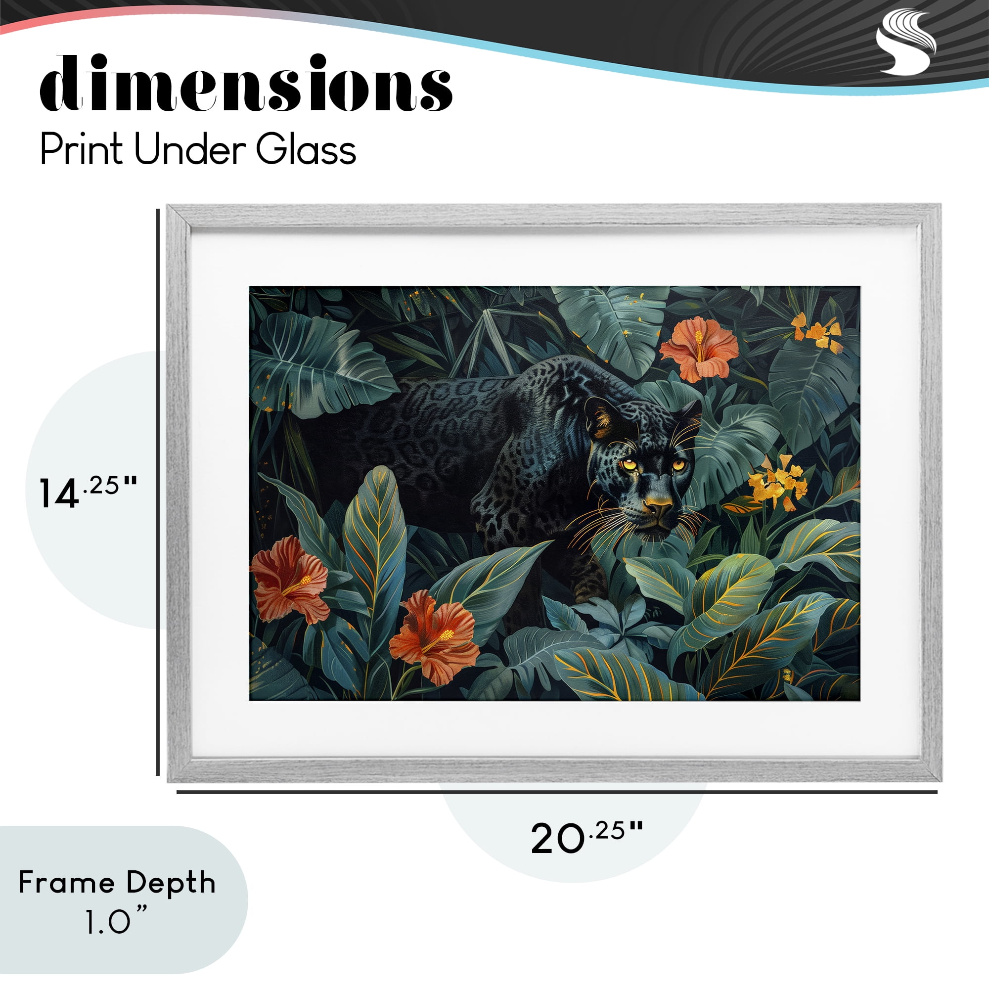 Stupell Industries Panther's Exotic Paradise Gray Framed Print Under Glass, design by Ray Powers