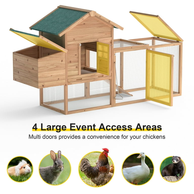 Gojooasis Wooden Chicken Coop, 80in Large Chicken Run with Pull
