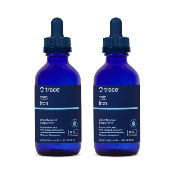Trace Minerals Ionic Iron - Liquid Iron Drops for Healthy Mindset, Immune System & Energy Support - Ionic Trace Minerals - Derived From Ferrous Sulfate - 1.9 fl oz, 2 Pack (92 Servings)