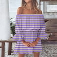thumbnail image 2 of Mini vestido floral de manga acampanada y hombros descubiertos para mujer - Vestido informal de playa, 2 of 5