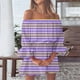 thumbnail image 2 of Mini vestido floral de manga acampanada y hombros descubiertos para mujer - Vestido informal de playa, 2 of 5