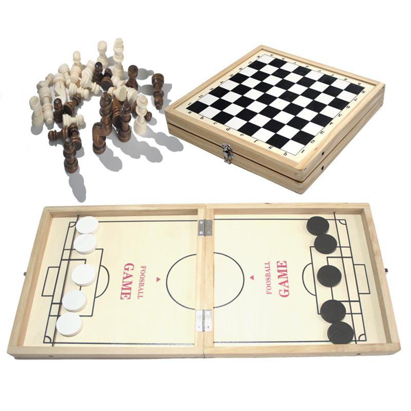  4 Pack Amazing Fun Family Board Games of Backgammon, Card  Shuffler & Cards, Chess Set with A Sling Puck Folding Game. : Toys & Games