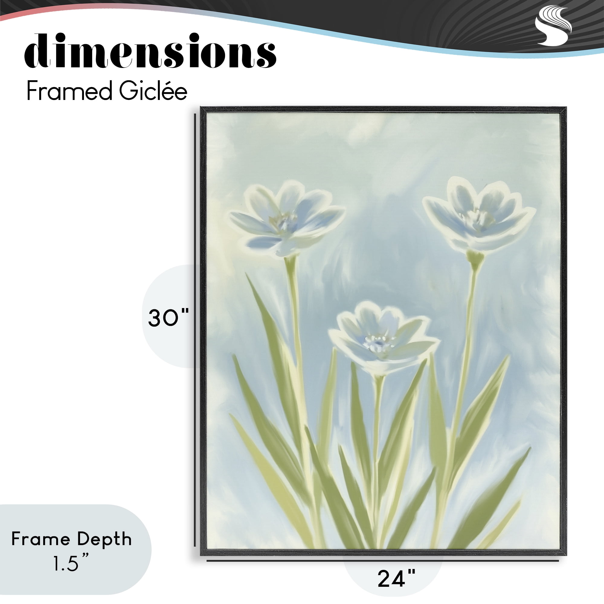 Stupell Industries Three Blue Petals Black Framed Giclee Art, design by Kim Allen
