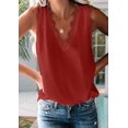 thumbnail image 5 of Summer V-Neck Eyelash Lace Sleeveless Loose Tank Top Wine Red L, 5 of 10