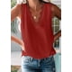 thumbnail image 5 of Camiseta de Tirantes Holgada Sin Mangas con Cuello en V y Encaje de Pestañas de Verano, Color Rojo Vino, Talla XL, 5 of 10