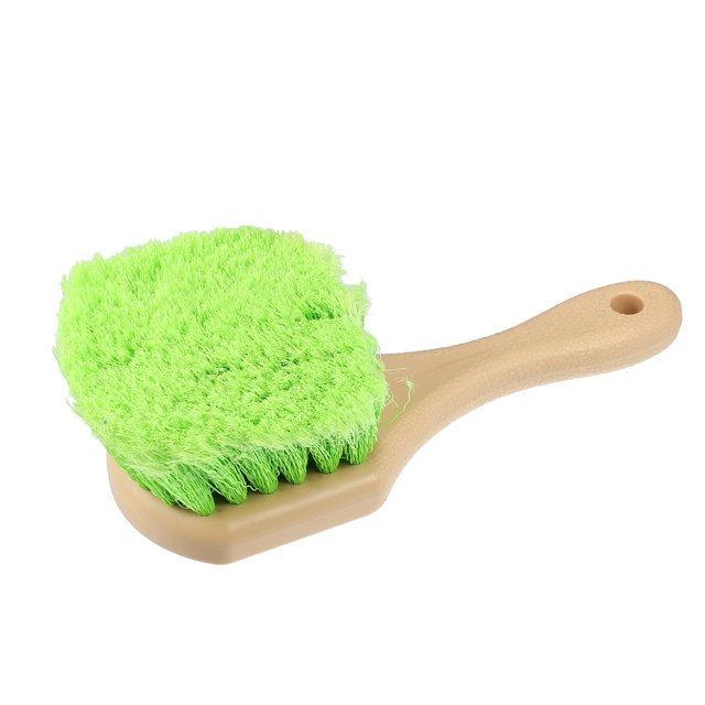 Corto Mango Rueda Neumático Cepillo Suaves Cerdas Auto Lavado Cepillo Limpieza beis, verde