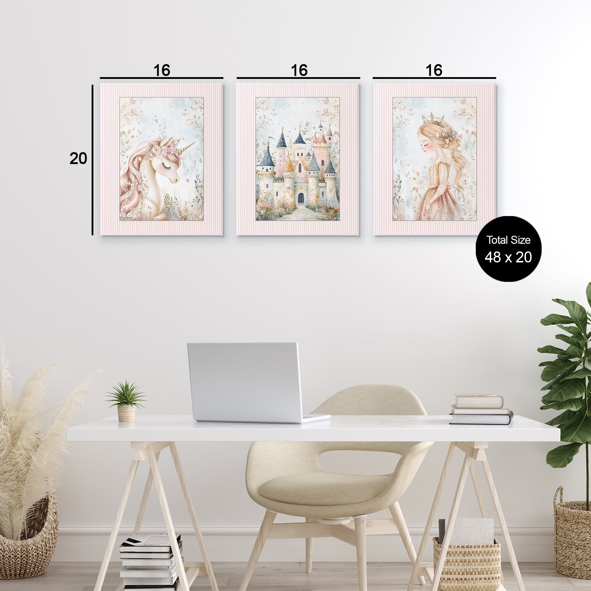 Stupell Industries Fantasy Enchanted Dreams 3 Piece Canvas Wall Art Set, design by Christine Simpson Art