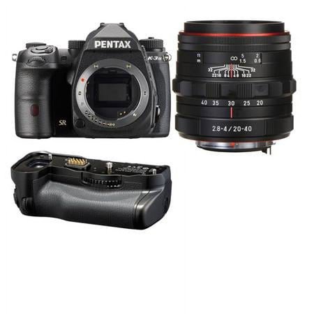 UPC: 0192223181298 | K-3 Mark III APS-C-Format DSLR Camera Black With HD DA 20-40mm F2.8-4 ED Limited DC WR Zoom Lens  Black with Pentax D-BG8 Battery Grip  Black