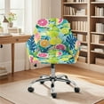 thumbnail image 2 of Whosucclay Lemon Monstera Palm Leaf Print Curved Back Chair Covers Soft Stretch Dining Chair Slipcovers Removable Swivel Accent Chair Covers Universal Swivel Armchair Cover Protector, 2 of 7