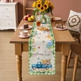 thumbnail image 2 of Green Plaid Easter Table Runner - 60 Inch Long Blue Truck Spring Floral Bunny Rustic Cotton and Linen Blended Dress Scarves Farmhouse Table Runner for Kitchen Dining, Coffee Table, 13" x 60", 2 of 8