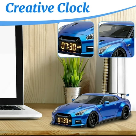 Hypercar Alarm Clock, Realistic Engine & Light Effects, Sports Car Ornament, Sports Car Alarm Clock with Crystal Clear LED Display Screen, The Gift for Cars Enthusiasts(black)