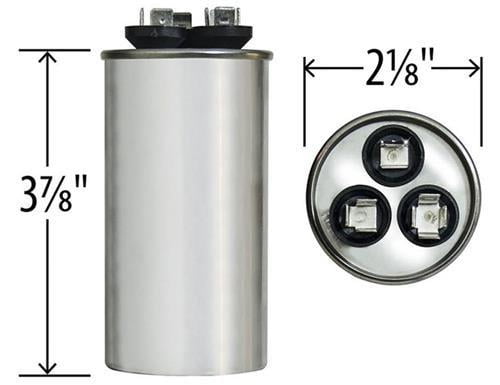 Genteq C3355R Capacitor Dual Run Round 35/5 UF MFD 370V VAC 97F9834 (Replace Old GE# Z97F9834) 35 and 5 MFD at 370V