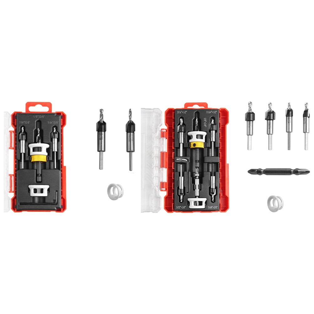 BUYISI 5Pcs Countersink Drill Bits Set with Low Friction Depth Stop Woodworking Tool 5pcs