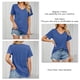 thumbnail image 5 of Camiseta de mujer de manga corta con cuello en V, Color puro, informal, para ir de compras al trabajo diario, 5 of 6