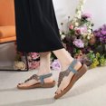 thumbnail image 6 of Anuirheih Sandals for Women Summer Flats, Comfortable Elastic Ankle Strap Dress Flats Shoes Casual Slip on Open Toe Boho Beach Sandal (Gray）, 6 of 9