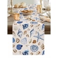 thumbnail image 5 of Retro Watercolor Ocean Shell Conch Table Runner 13x36in Non-Slip Cotton Linen Table Runners, Marine Starfish on Khaki Dresser Scarves TableRunner for Dinner Kitchen Dining Wedding Party, 5 of 9