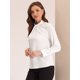 thumbnail image 4 of Blusa de Trabajo de Satén para Mujer Elegante Cuello Torcido de Manga Larga Blusa blanco L, 4 of 6
