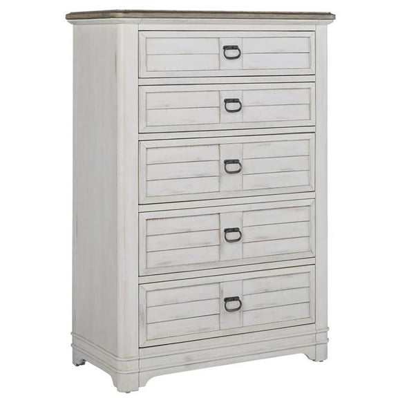Meadowbrook White-Washed Wood Farmhouse Style 5-drawer Chest