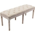 thumbnail image 7 of chairus Fabric Upholstered Dining Bench - Classic Entryway Ottoman Bench Bedroom Bench with Rustic Wood Legs - Beige, 7 of 7
