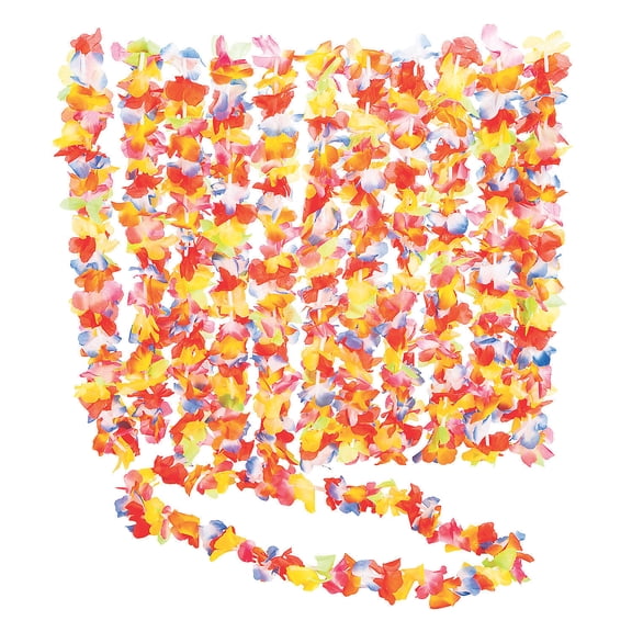 Bright Ruffle Petal Flower Leis - Apparel Accessories - 12 Pieces
