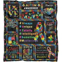 Autism Blanket Puzzle Cure Awareness Flannel Throw Gift for Childs Teens Adults Super Soft Lightweight Breathable Bed Sofa Couch Meaningful Colorful Foldable Unisex 100x130 Black 40x50
