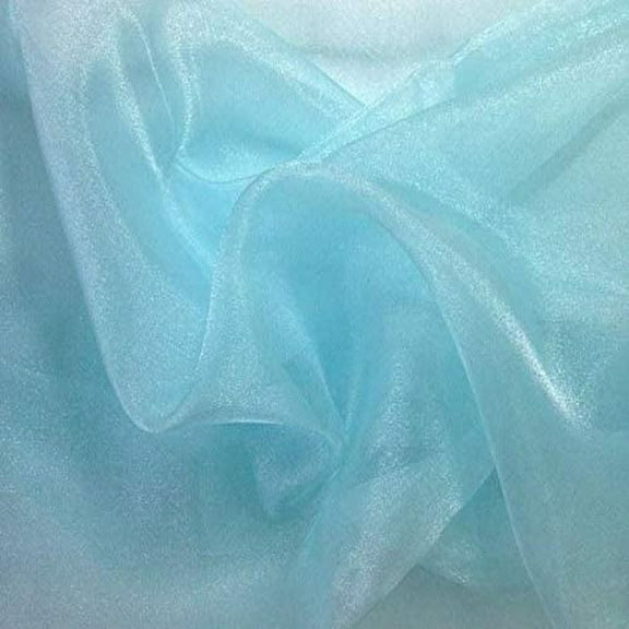 DECORATIVE SILK INC. Sparkle Crystal Sheer Organza Fabric Shiny 60" inch wide by the yard (Aqua Blue)