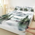 thumbnail image 3 of Feelyou Farmhouse Pine Tree Twin Sheet Sets, Rustic Nature Lake Twin Fitted Sheet, Teen Child Kid Adult Flat Sheet, Luxury Bedroom Decor, 3pcs, 3 of 7