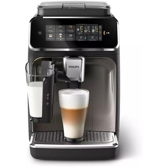 Philips 3300 LatteGo Superautomatic Espresso Machine | 6 Recipes | Black Chrome, EP3347/90