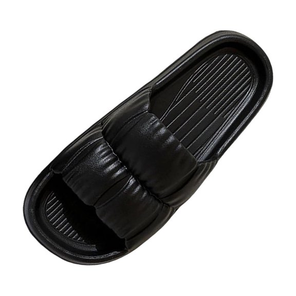 Wensltd Women Flat Slide Slippers Open Toe Soft Sole Lightweight Wide Width Daily Outdoor Walking Slippers Black