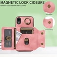 thumbnail image 3 of Dteck for iPhone XR Case with Card Holder, Retro PU Leather Wallet Case with Rotating Ring Kickstand, Slim Back Protective Cover Case for iPhone XR,Pink, 3 of 7