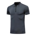 thumbnail image 4 of Blusa y camisa de manga corta con cuello vuelto para hombre, color liso, informal, elástica, con cremallera, deportiva, de manga corta, con cuello vuelto, para hombre, tops de poliéster, 4 of 4