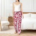 thumbnail image 4 of Fotbe Red Flowers Pantalones de Pijama para Mujer, Pantalones de Dormir, Pantalones Pj con Cordón y Bolsillos-Large, 4 of 6