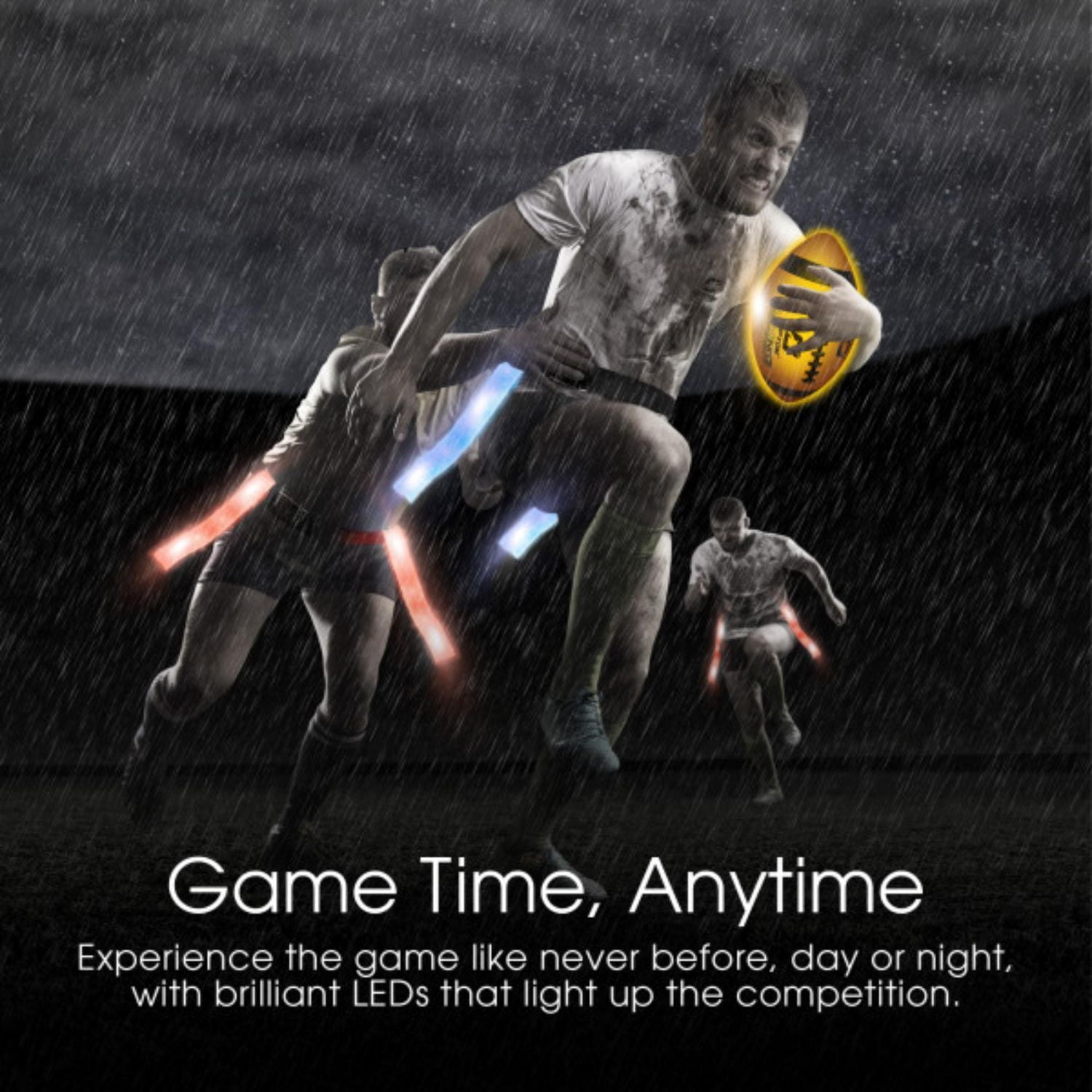 Cipton Adjustable LED Light Up "Day and Night" Flag Football Belts, 6 pack