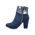 thumbnail image 3 of UKAP Women Winter Boots Comfort Ankle Booties Side Zip Block Heels Bootie Work Short Boot Frosted Blue 4, 3 of 9
