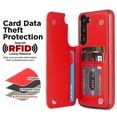 thumbnail image 6 of Wallet Case for Samsung Galaxy S23 Plus, RFID Blocking Card Slots Holder PU Leather Fashion Back Flip Cover with Kickstand Magnetic Buttons Shockproof Case for Samsung Galaxy S23 Plus,Red, 6 of 8